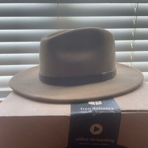 Brixton Messer Brown Wool Felt Fedora with Dark Brown Synthetic Leather Band